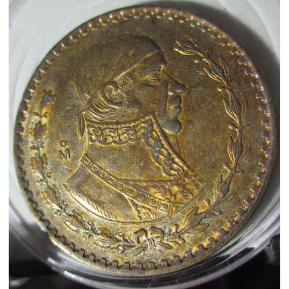 1962-MO Mexican UNO 1 Peso — Silver—Rainbow STUNNING!! Tone - Picture 4 of 4